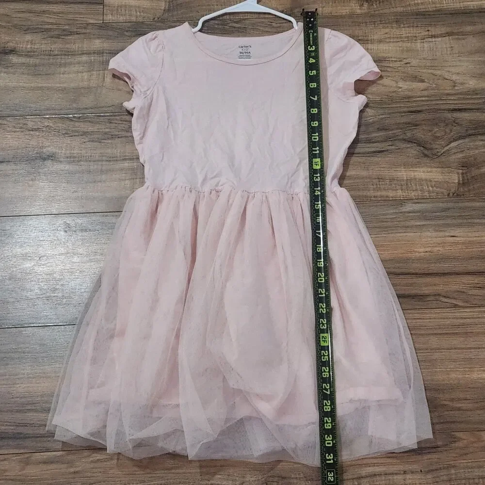 Carter's Kids Girls Tulle Dress Size 14 Pink Short Sleeve Party Skater Easter